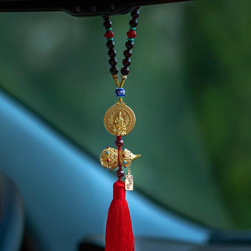 朴内房高汽车挂件黄葫芦平安创意后视镜车饰品吊铜坠男档女