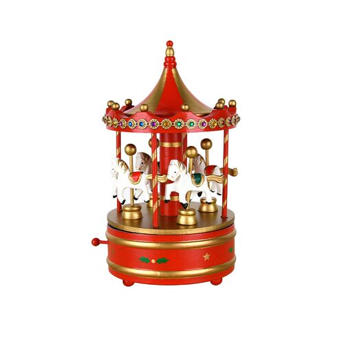 北欧旋转木马八音盒家居桌面摆设创意节日礼物音乐盒圣诞橱窗摆件
