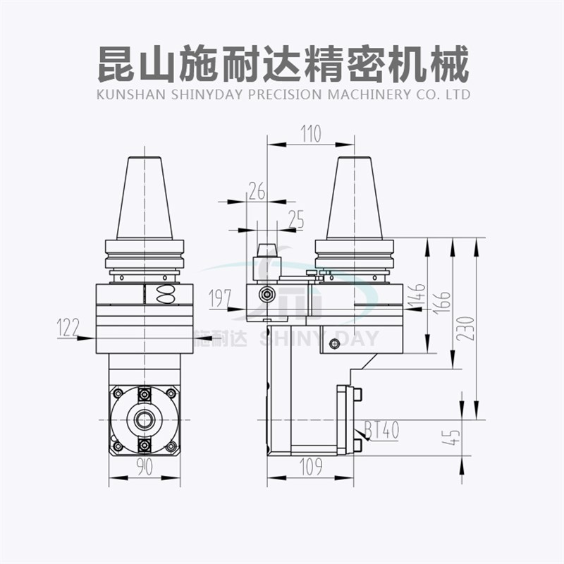 侧铣头BT50 龙门加工中心角度头侧面铣钻镗 包邮 侧90度直角铣头