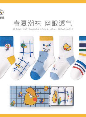 斑比潮袜男童袜子夏季薄款网眼透气棉袜春夏宝宝无骨中大儿童袜子