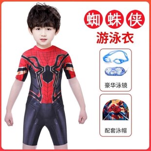 黑蜘蛛侠儿童3-9岁6泳衣长袖长裤连体学生防晒中小童男孩泳装钢铁