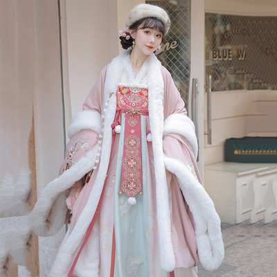 凤台曲(小公主)冬季毛绒绣花大袖衫齐胸破裙唐风汉服加绒保暖