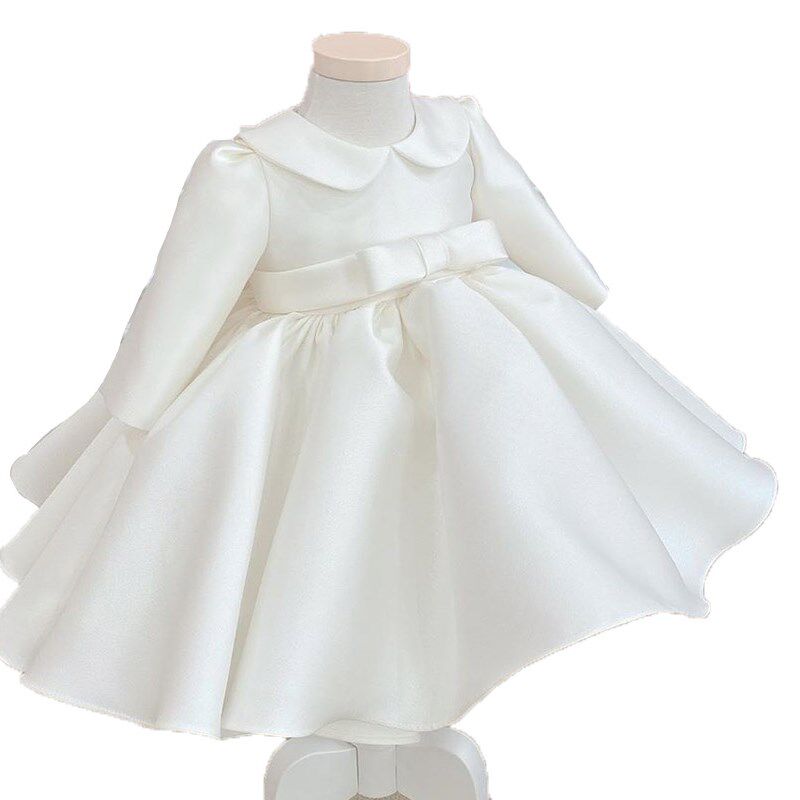 花童婚礼小女孩礼服冬季儿童礼服裙公主裙长袖蓬蓬裙婚纱高端洋气