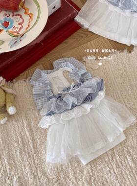 DABBWEAR宠物衣服狗狗蕾丝裙韩系春夏吊带花边公主裙可爱全棉