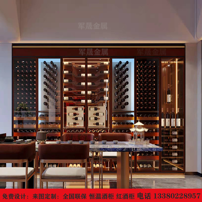 不锈钢酒柜 欧式家用红酒柜 酒吧展示柜餐厅别墅红酒架恒温柜酒窖
