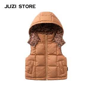 JUZI STORE童装羽绒服方格复古加厚连帽背心马甲男童女童1241401