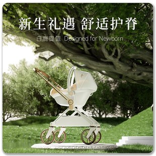 qborn白鹿专属新生婴儿外出车载提篮儿童安全座椅便携式摇篮