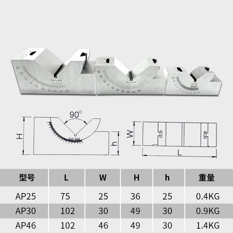 可调角度规 AP25AP30AP46磨床铣床角度垫块斜度垫规直角可调垫规