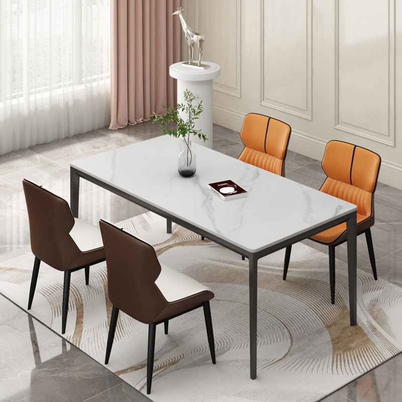 意式岩板餐桌铝合金亮哑光家用小户型长方形饭桌大理石餐桌椅组合,住宅家具,岩板餐桌,淘宝优惠券,粉丝福利购,淘宝优惠卷
