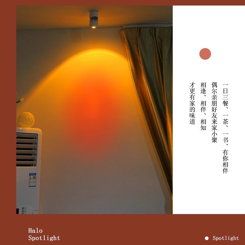氛围灯日不落射灯商铺照明可调角度洗墙家用客厅玄关处照画夕阳灯