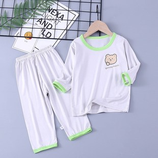 儿童家居服夏季空调服男孩女童宝宝薄款睡衣中小童七分袖两件套装