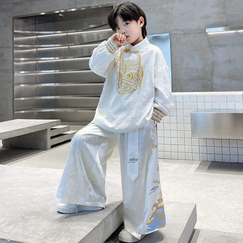 男童汉服套装春秋新中式唐装2024新款国风盘扣表演服宽松演出服装,童装/婴儿装/亲子装,唐装,淘宝优惠券,粉丝福利购,淘宝优惠卷