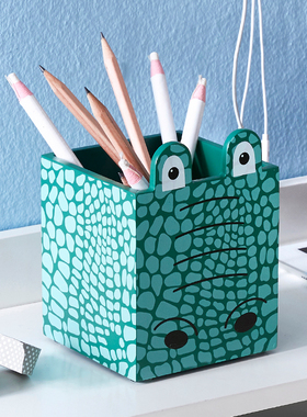 儿童笔筒收纳盒卡通动物学生办公用品桌面家居装饰品木质创意摆设