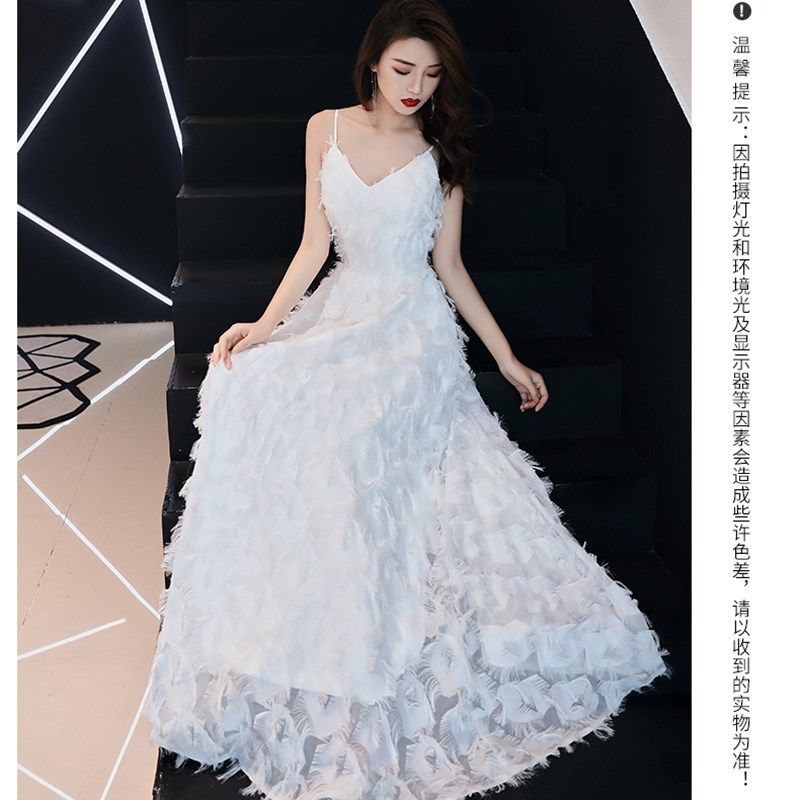 晚礼服2023新款宴会性感小礼服白色吊带短款夏季小个子可穿连衣裙