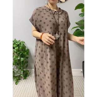 新款娃娃领连衣裙女2025夏季小个子洋气遮肚子显瘦中长款过膝裙子