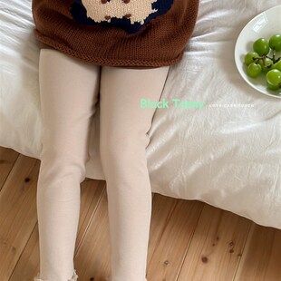 2024冬新小黑托昵加绒加厚打底裤百搭小脚裤小黑托尼女童打底裤子