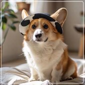 狗狗帽子露耳朵太阳帽柯基小狗遮阳帽可爱拍照宠物猫咪防晒狗头套