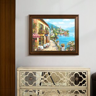 复古电表箱装 饰画免打孔配电箱遮挡挂画可推拉弱电箱山水油画中式