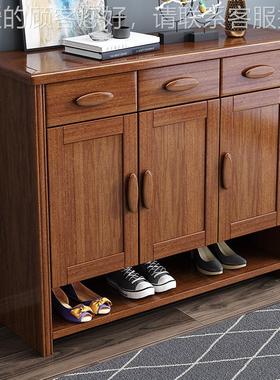 新中式胡桃木木纳实鞋柜柜门厅玄关HA303#储物柜简约小户型置物防