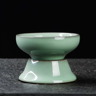 铁胎官窑梅子青一体茶漏 凝香阁 简约陶瓷功夫茶具过滤分茶器套组