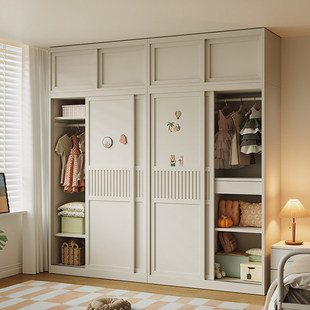 儿童衣柜2026新款爆款0甲醛金属收纳柜推拉门不占空间衣橱储物柜