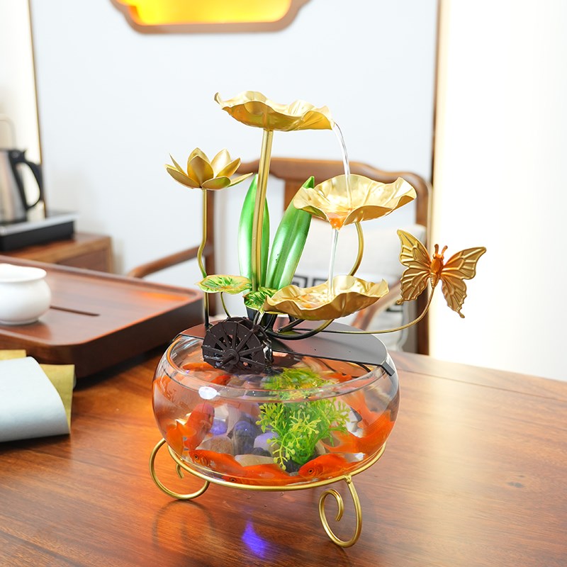 流水客厅桌面办公室招财鱼缸造景装饰水循环加湿家居小型喷泉
