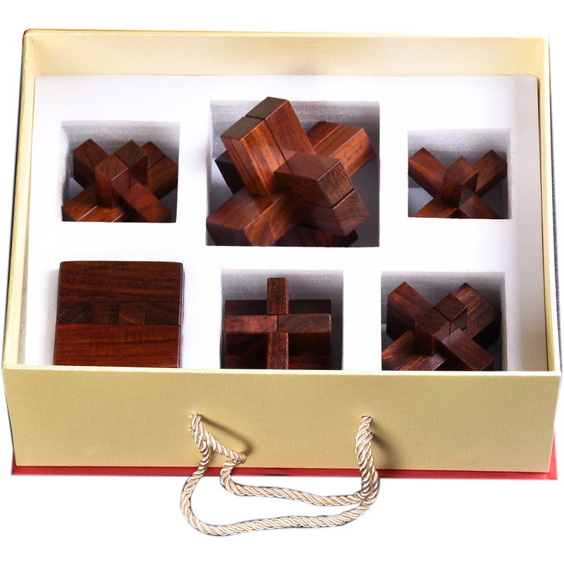 紫檀木鲁班锁孔明锁全装高难度高档商务儿童益智uzzl榫卯,玩具/童车/益智/积木/模型,解锁/解环玩具,淘宝优惠券,粉丝福利购,淘宝优惠卷