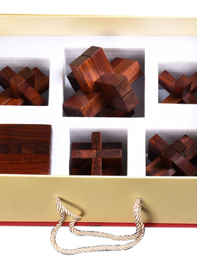 紫檀木鲁班锁孔明锁全装高难度高档商务儿童益智uzzl榫卯