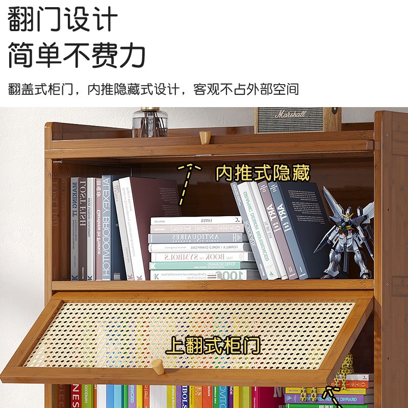 图书馆书架一体靠墙儿童书柜带门储物柜楼梯间收纳柜客厅杂志柜子
