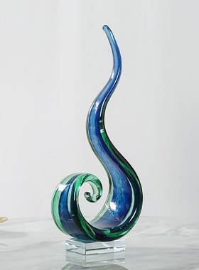 抽象琉璃异形海浪现代客厅样板间餐桌酒店桌面玄关摆设装饰品