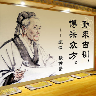 张仲景背景墙画古代名医壁画中医馆药店诊所壁纸勤求古训博采众方