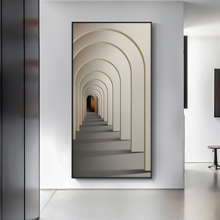 现代玄关走廊装 过道延伸空间感入户进门背景墙挂画壁画 饰画竖版