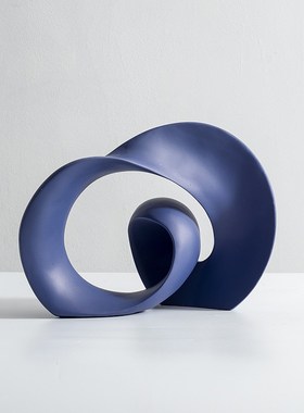 现代蓝色异形几何样板间售楼处客厅柜摆设酒店桌面装饰品