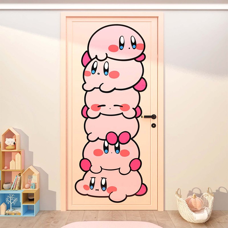 星之卡比儿童房间布置装饰男女孩公卧室墙面床头门上贴纸画遮丑
