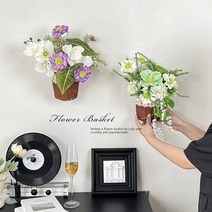 田园风高级仿干艺客厅仿真篮墙面装 饰餐桌摆绢