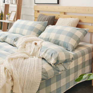 水洗棉床上用品单人单件学生宿舍单人被罩枕单件 全棉布