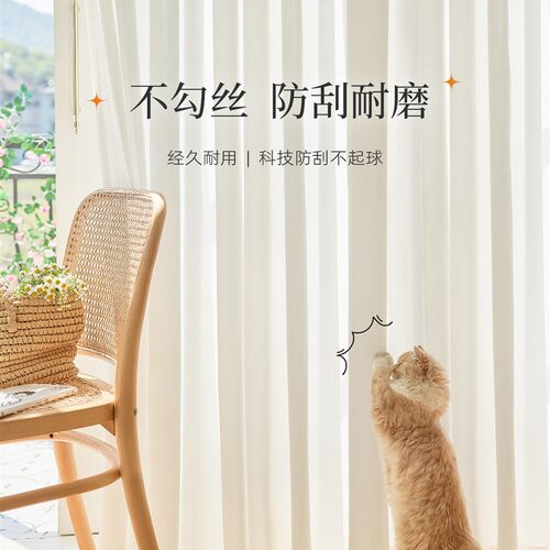 法式梦幻帘帘纱帘透光透纱客厅飘白纱防猫抓白色幻影纱