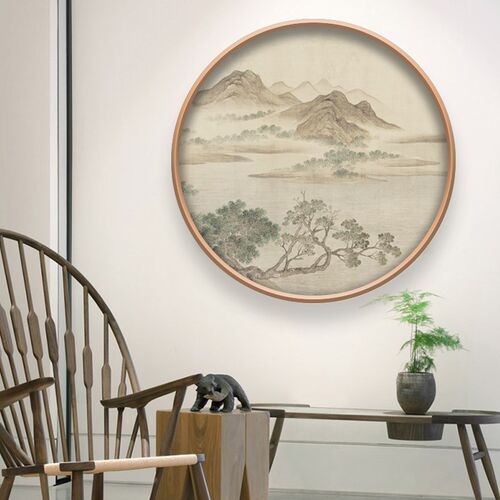 圆形画电视背景墙壁壁画图库