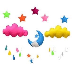 儿童房装饰月亮星星云朵雨滴挂饰幼儿园走廊教室创意空中吊饰