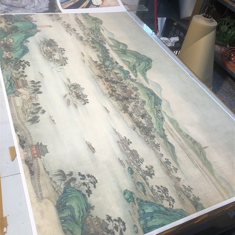 清 张若霭 西湖全景图 会所餐厅客厅装饰画中式青绿山水画芯微喷