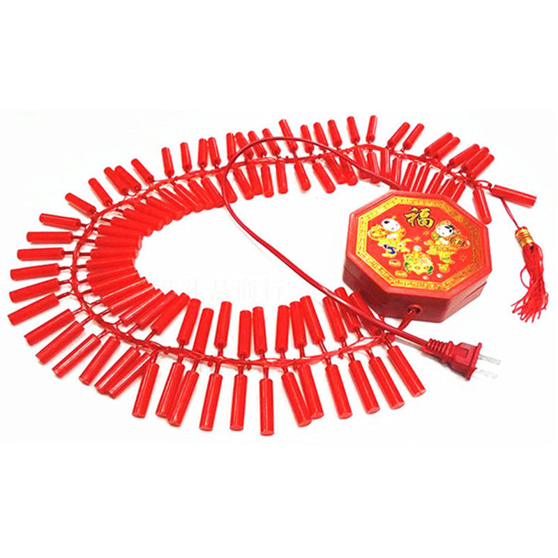 新年春节仿真电子鞭炮乔迁结婚家用带响发光爆竹串装饰挂件礼炮仗
