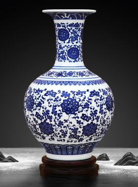 德镇陶瓷器仿古青花瓷客厅摆件家居酒柜博古架装饰品瓷瓶摆设