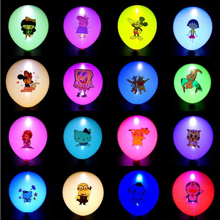 波波球杆托透明带LED灯儿童卡通球中球发光气球闪光广场地推热卖