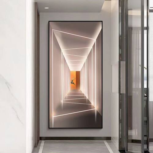 LED灯发光画延伸空间感玄幻画客厅装饰画走廊过道玄关入户晶瓷画