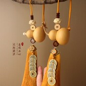 黄铜五帝钱门对门葫芦挂饰天然开口大门客厅卧室金色流苏福字挂饰