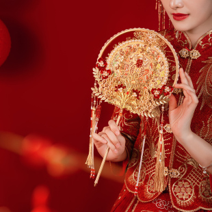 七时吉祥新娘秀禾团扇仙气diy材料包高级囍嫁手工复古风汉服喜扇