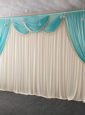 新款婚庆背景纱幔婚礼背景布舞台布幔帷幔背景墙迎宾区签到台背景