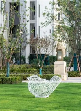 铁艺镂空布谷鸟雕塑园林地产开发区仿真金属动物摆件酒店别墅装饰