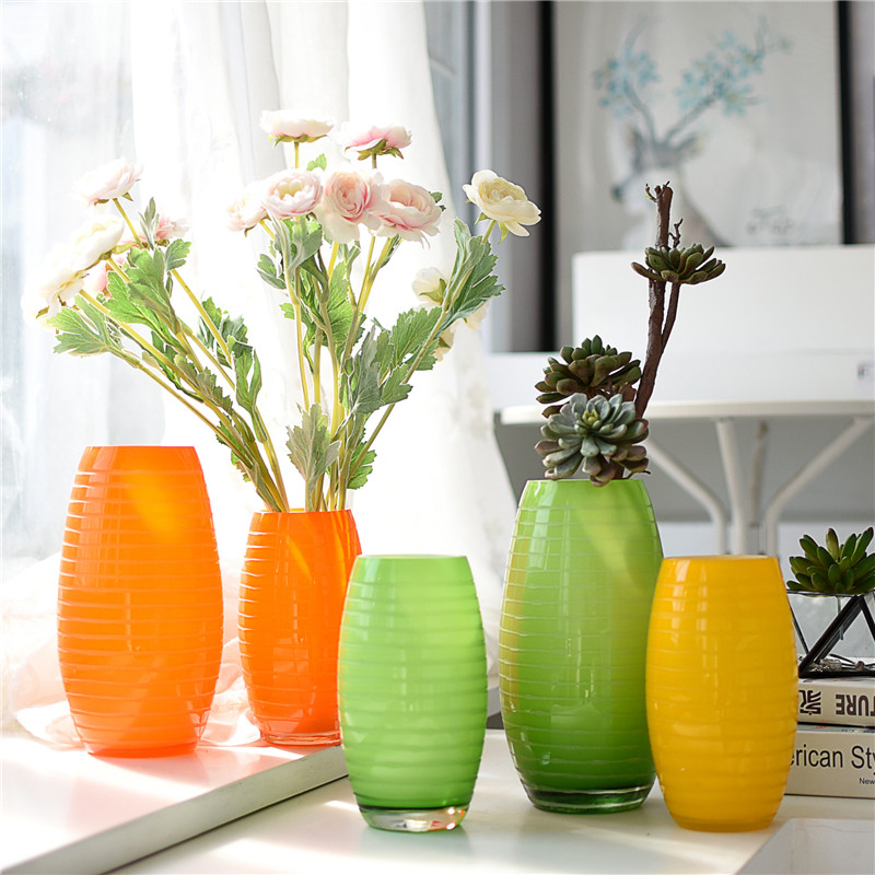 田园原单尾货糖果色玻璃花瓶台面水培鲜花器皿软装饰品拍摄道具