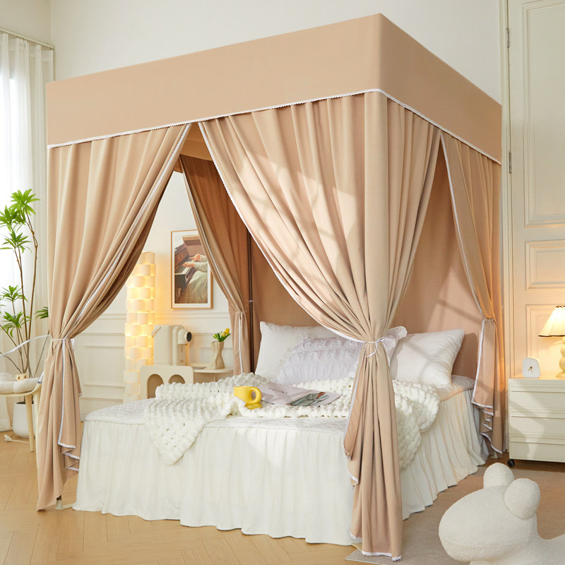 加厚遮光布蚊帐挡风家用床帘卧室一体式支架床幔冬季保暖2024新款,床上用品,蚊帐,淘宝优惠券,粉丝福利购,淘宝优惠卷